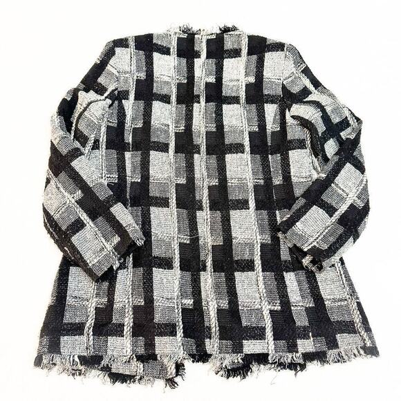 Lauren Elliott Tweed Fringe Hem Blazer Black and White SIze 8 - Picture 2 of 6